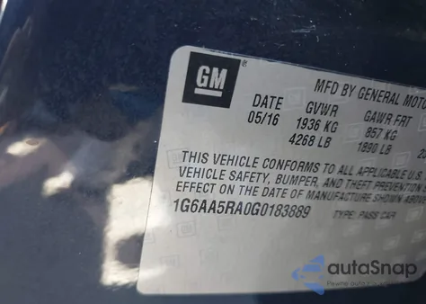 2016 Cadillac Ats Standard from USA, damaged, VIN 1G6AA5RA0G0183889